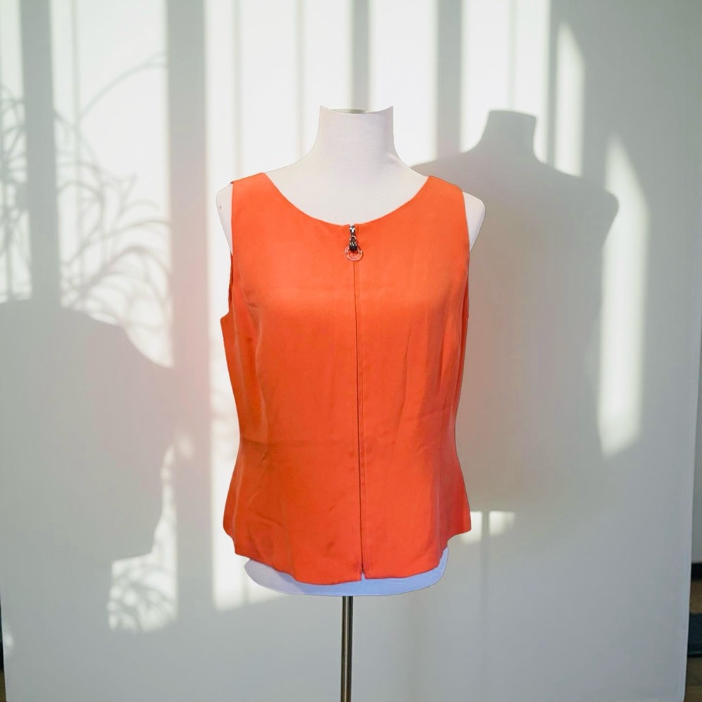 Dana Bachman Orange Sleeveless Silk Top Size 14
